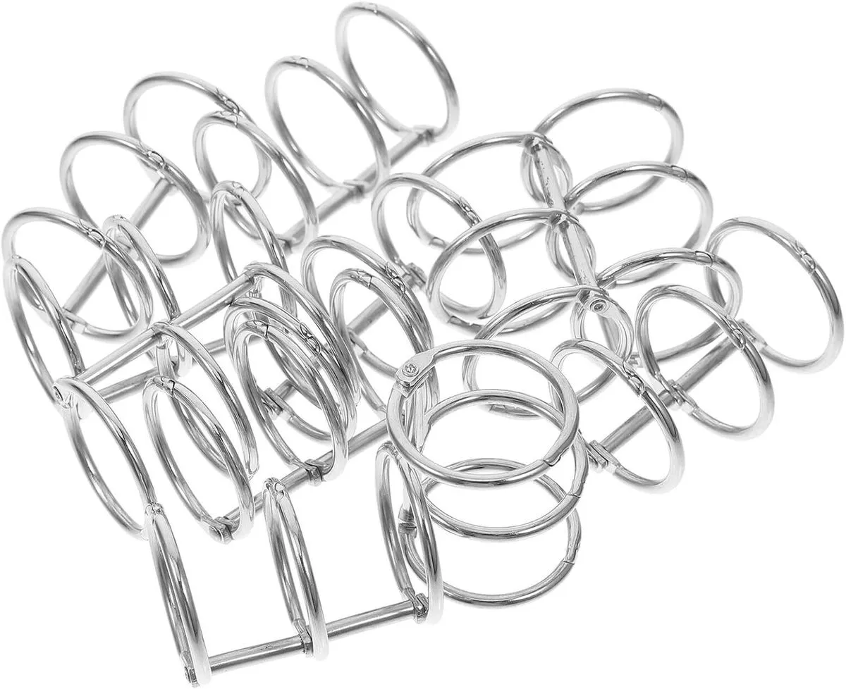 20pcs Metal Loose Leaf Binder Rings 3-Hole Split Snap Hinged 20mm Inner