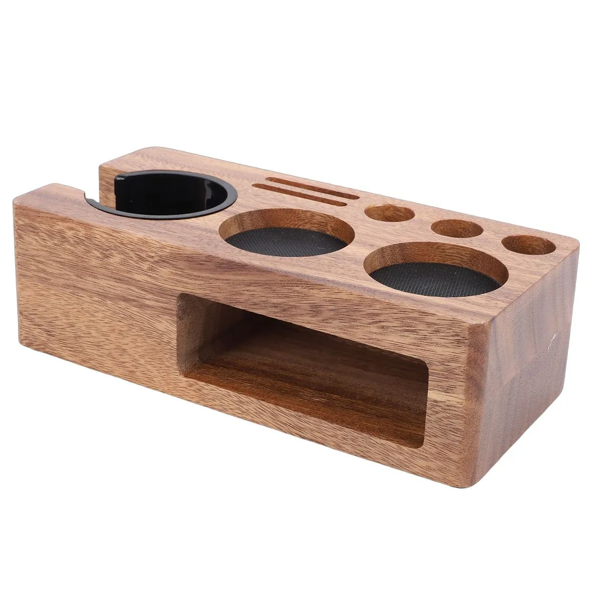 Wooden Coffee Tamping Station Anti Slip For 51-58mm Portafilter