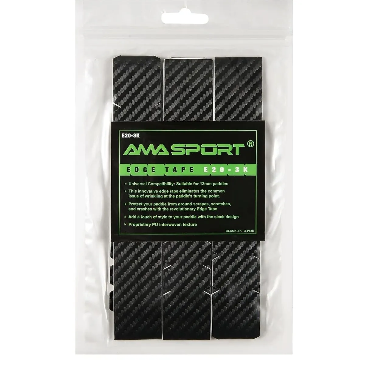 20mm Pickleball Paddle Protection Tape, Pickleball Edge Guard Tape - Black
