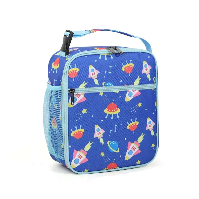 Portable Children's Cartoon Lunch Bag Thickened Aluminum Foil Insulation - Blue