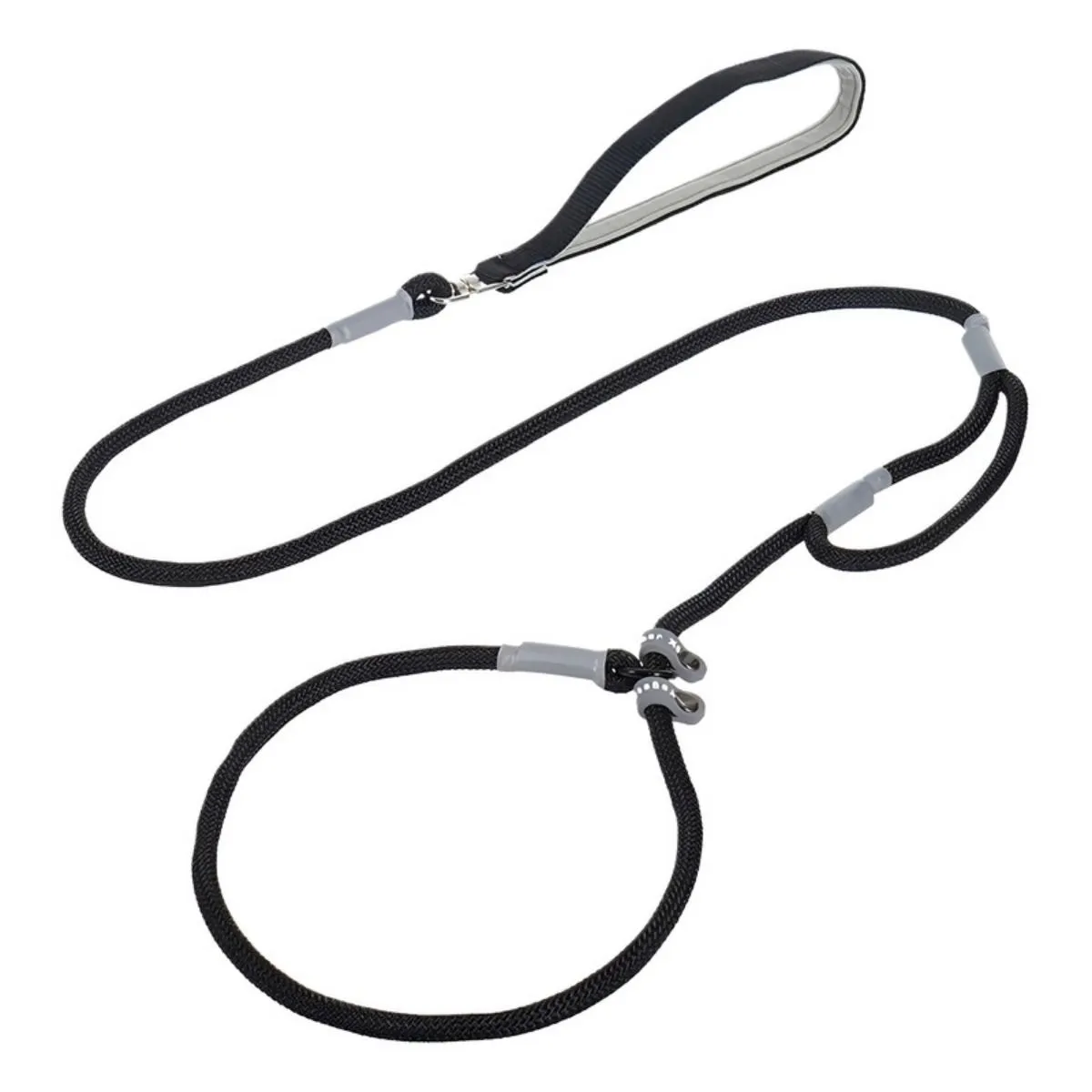 1.4M Dog Slip Leash Collar Set with Double Handles for Training - Black