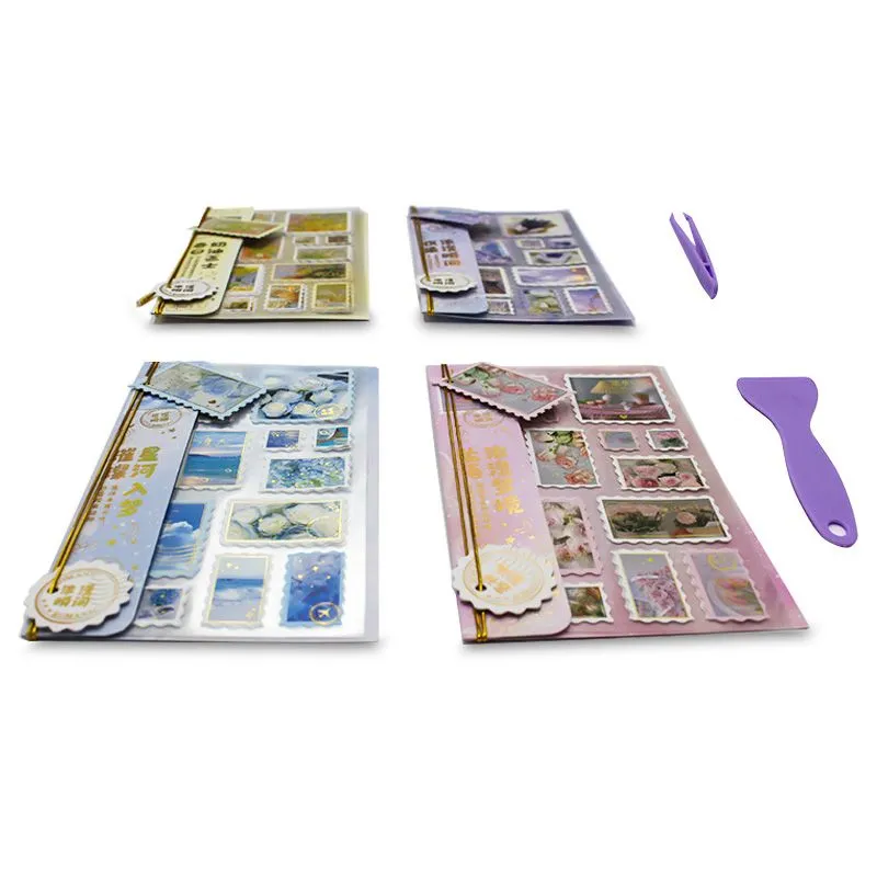 Postage Stamps Stickers Pack 16 Sheets About 240 Pcs Decorative -2328A