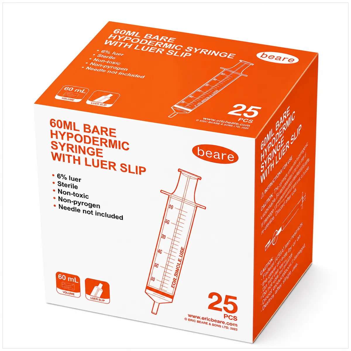 60ml 3-Piece Luer Slip Syringe