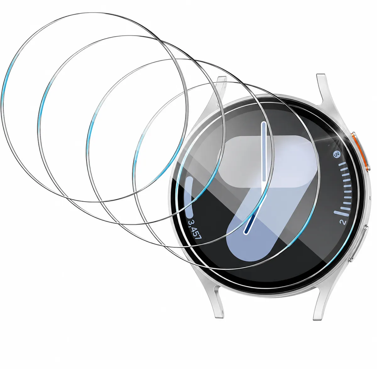 Pack of 5 HD Tempered Glass Screen Protectors for Galaxy Watch 7 (40mm)
