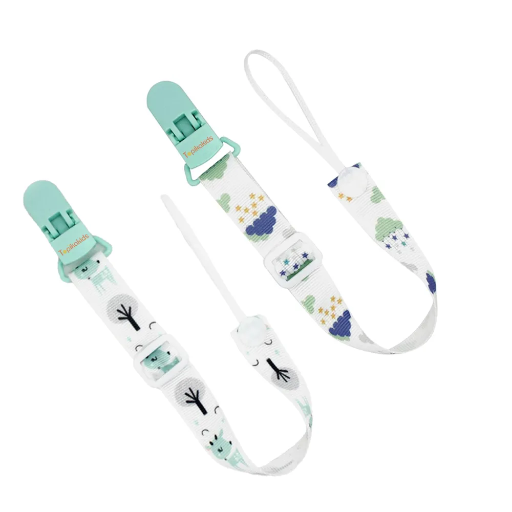 Topika Adjustable Baby Pacifier Clip (2-Pack), Pacifinder Holders - Green