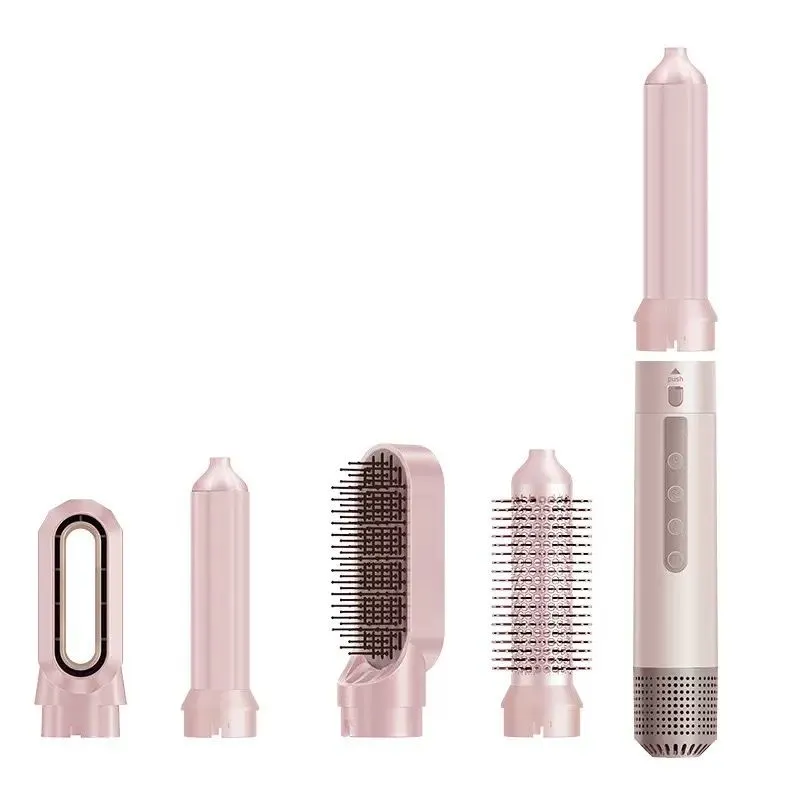 5in1 Hot Air Comb, Hair Styling, Fluffy, Multifunctional Curling Iron - Pink