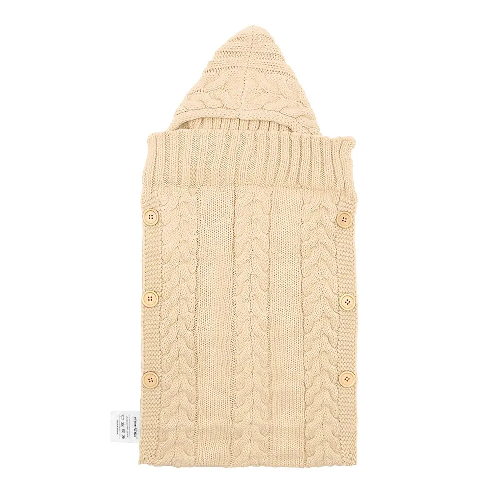 Chenshia Newborn Knitted - Wool Soft Fleece Swaddle Baby Blanket 0-3Months - Brown
