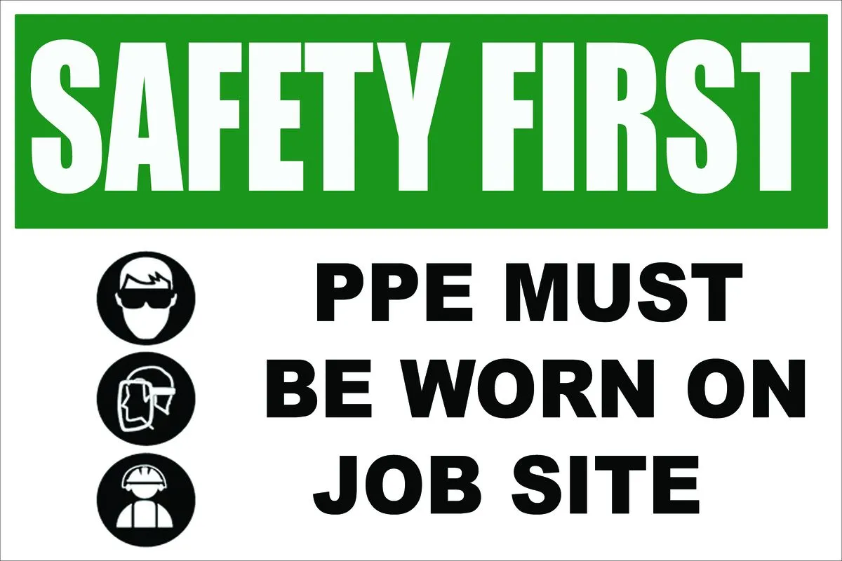 Safety First PPE Must Be Worn On Job Site Sign-60x40cm