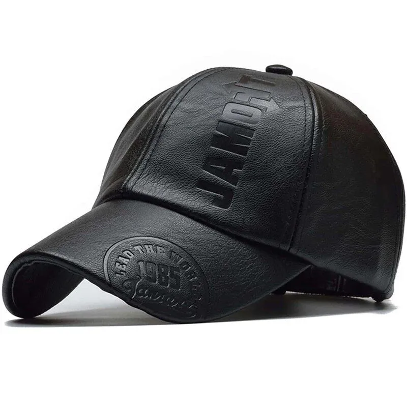 IPSTYLE Leather Baseball Caps Spring Autumn Outdoor Adjustable Casual Hats