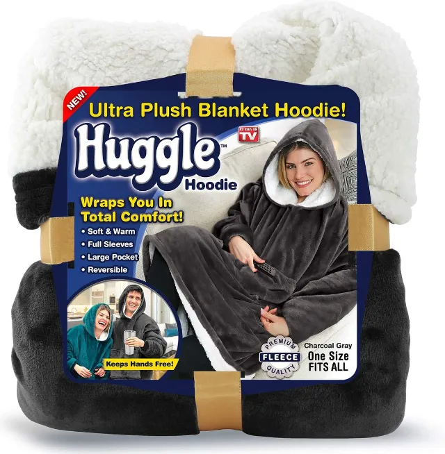 One Size Fits All Ultra Plush Blanket Hoodie - Grey