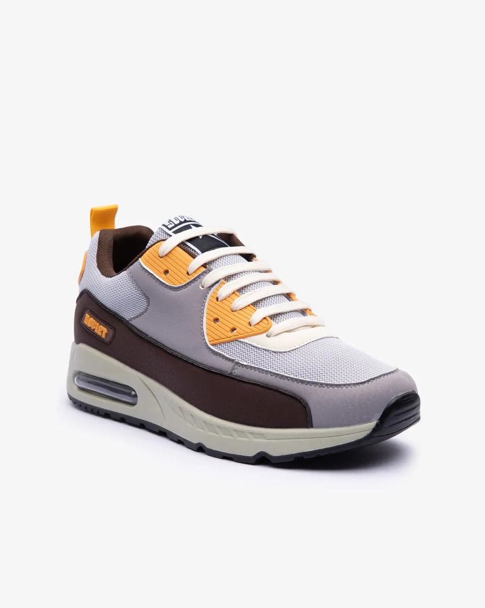 Soviet Mens Kirk Grey and Choc Air Bubble Sneaker