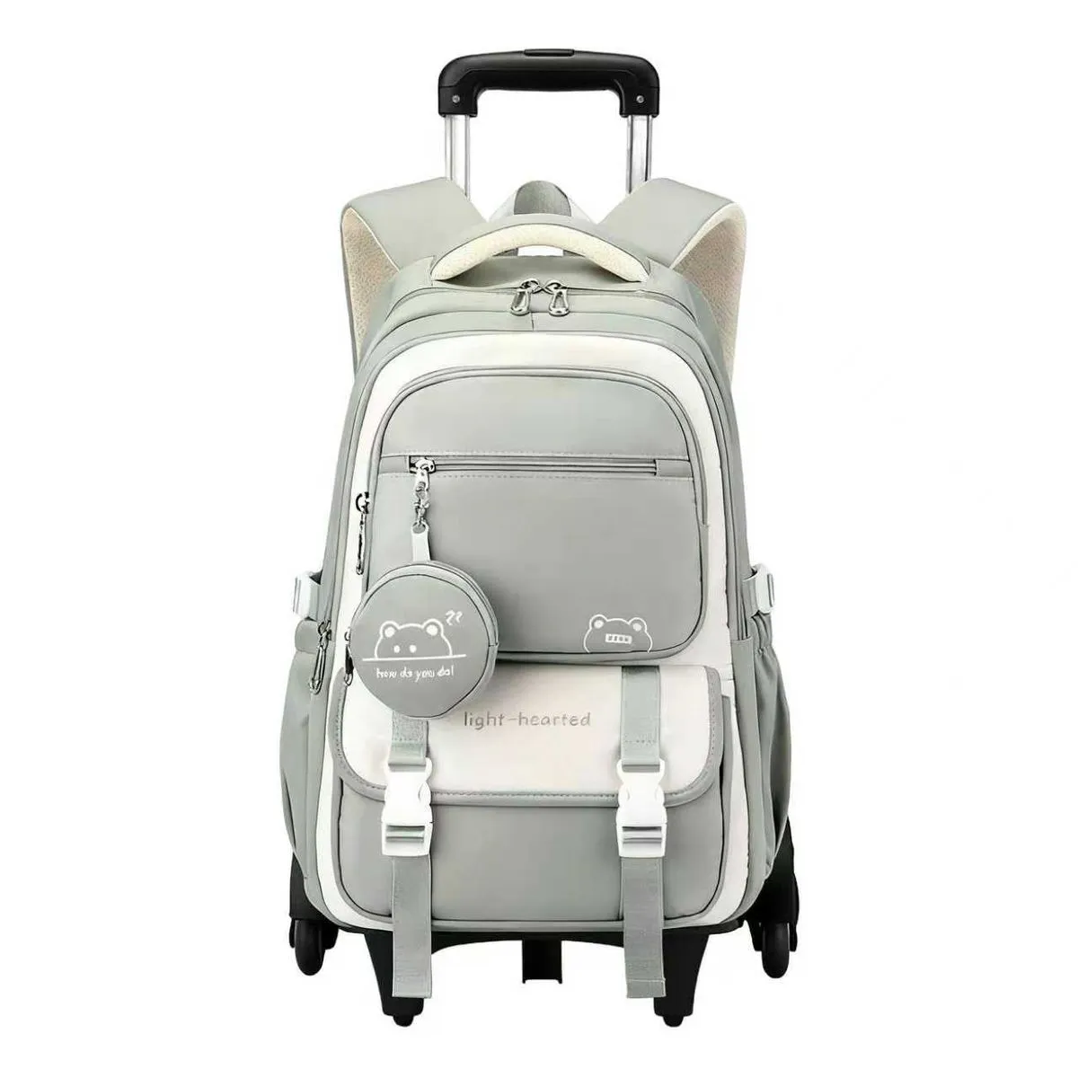 6-Wheel Rolling Backpack For Middle School Student - Green