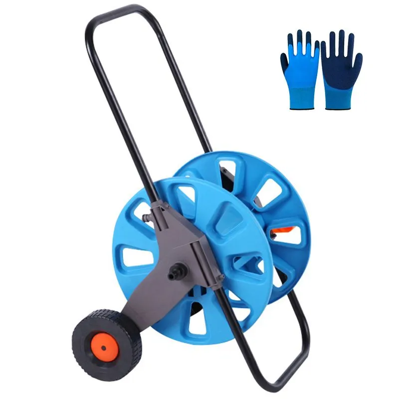 Portable Garden Hose Trolley 50m Storage with Waterproof Gloves Hose Reel