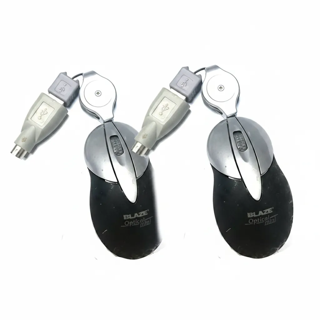 UniQue USB Mini Optical Mouse - Black & Silver, Compact - 2 Pack