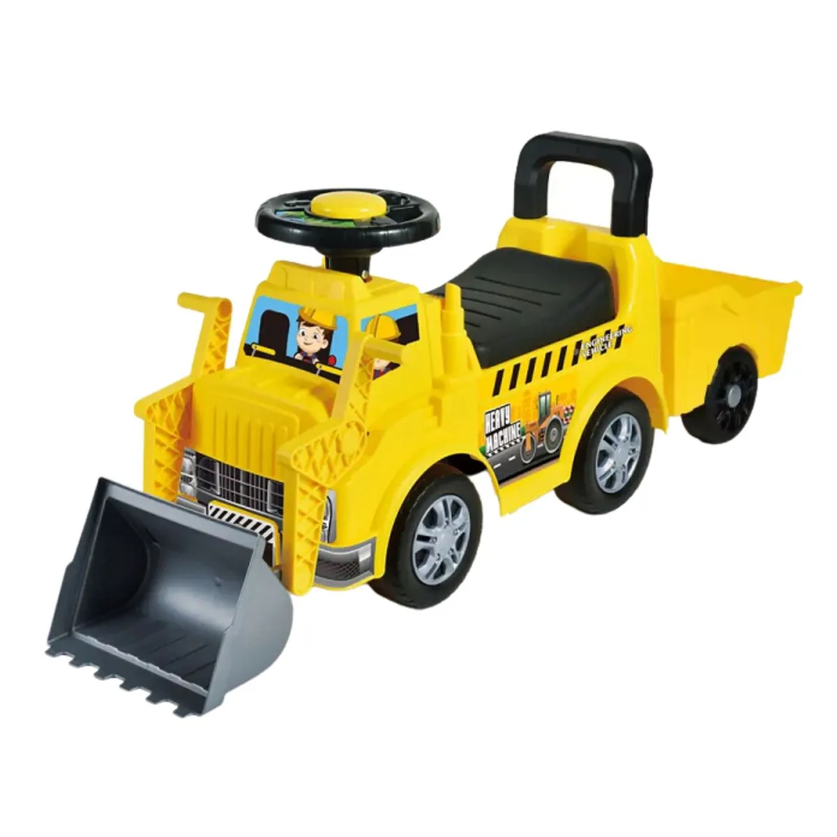 Bulldozer Truck Ride-on Car with Trailer - Toys for Toddlers