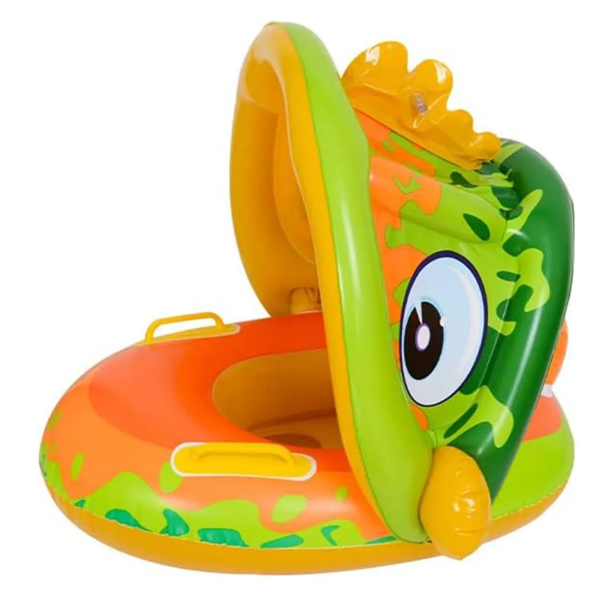 Inflatable Baby Pool Float with Canopy Baby Floats Infant Swimming Ring - Orange, Green