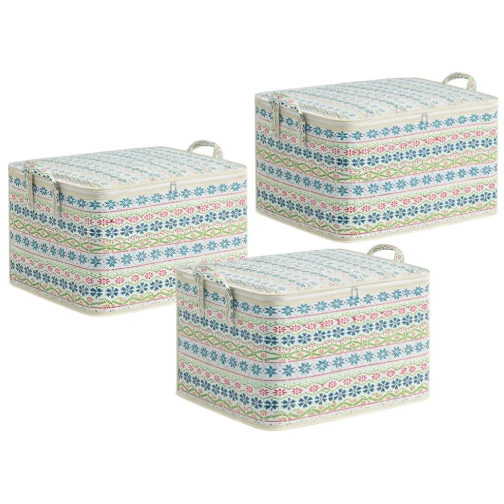3 Pack - 18L Bohemia Fabric Storage Bag - Multicolour