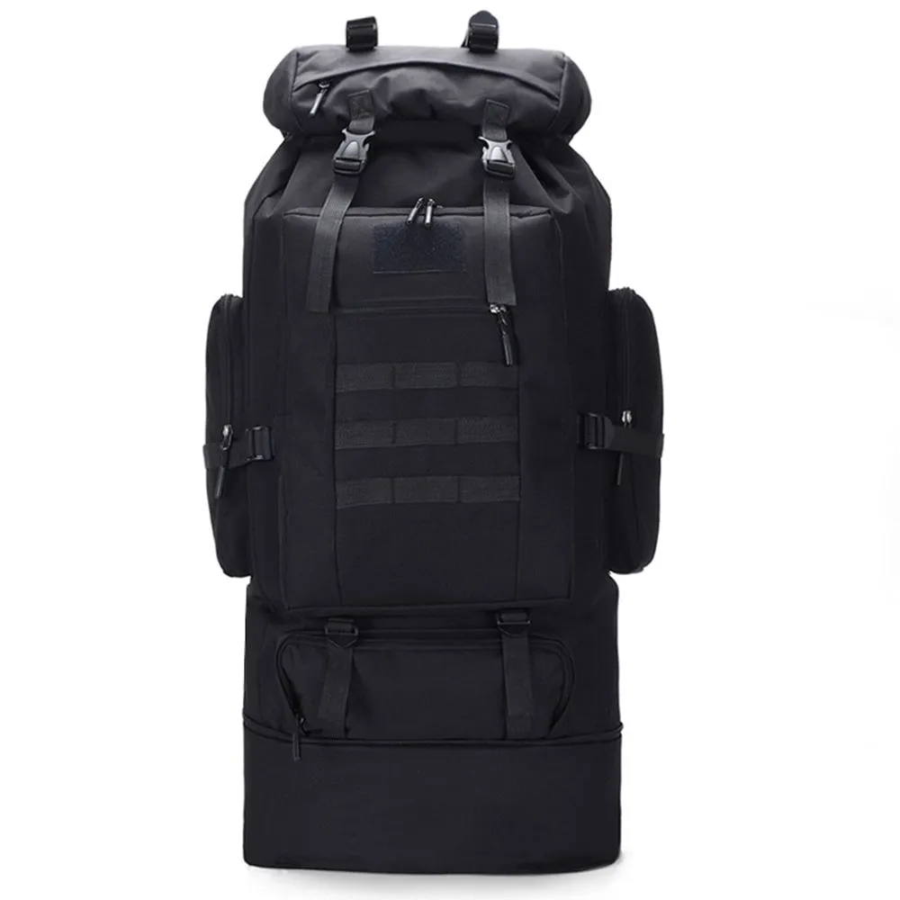 100L Large Capacity Expanded Outdoor Military Hiking Backpack - Black