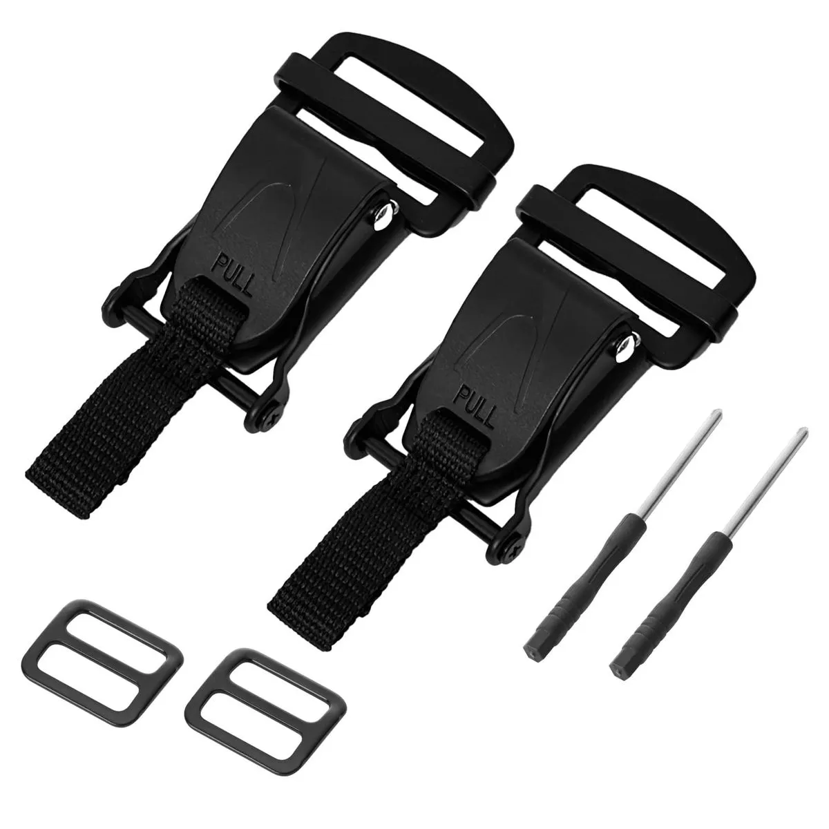 2Pcs Helmet Quick Release Buckle Kit D-Ring To Snap Conversion Set - Black