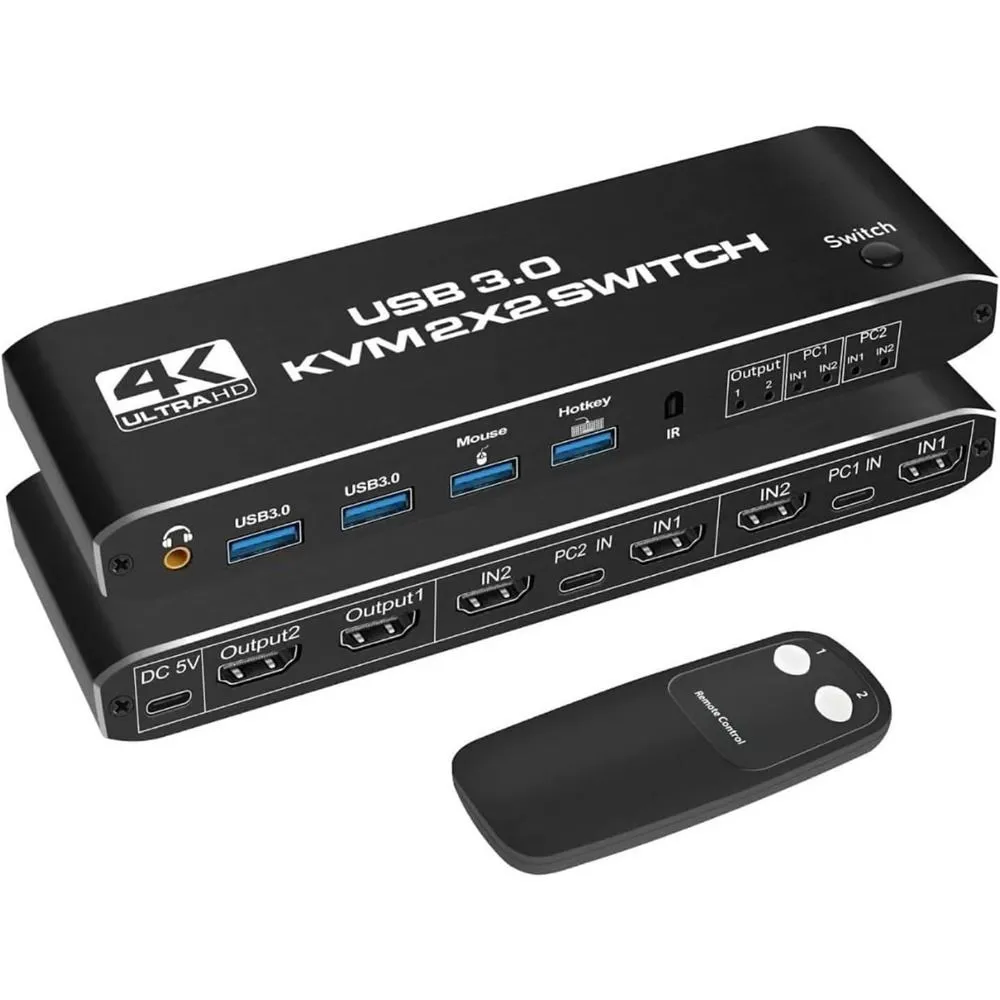 Dual Monitor Switch Device Monitor Sharing Switcher HDMISwitch USB 3.0 KVM