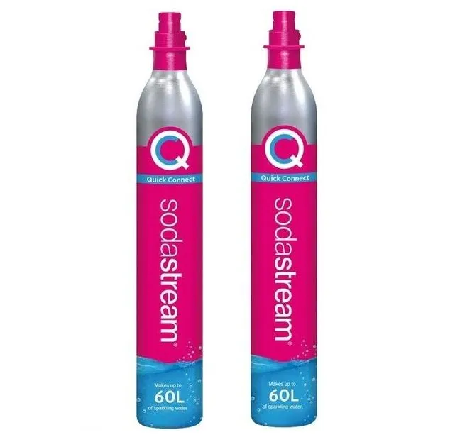2 x Full Sodastream Quick Connect Replacement 60 Litre CO2 Gas Canisters Q