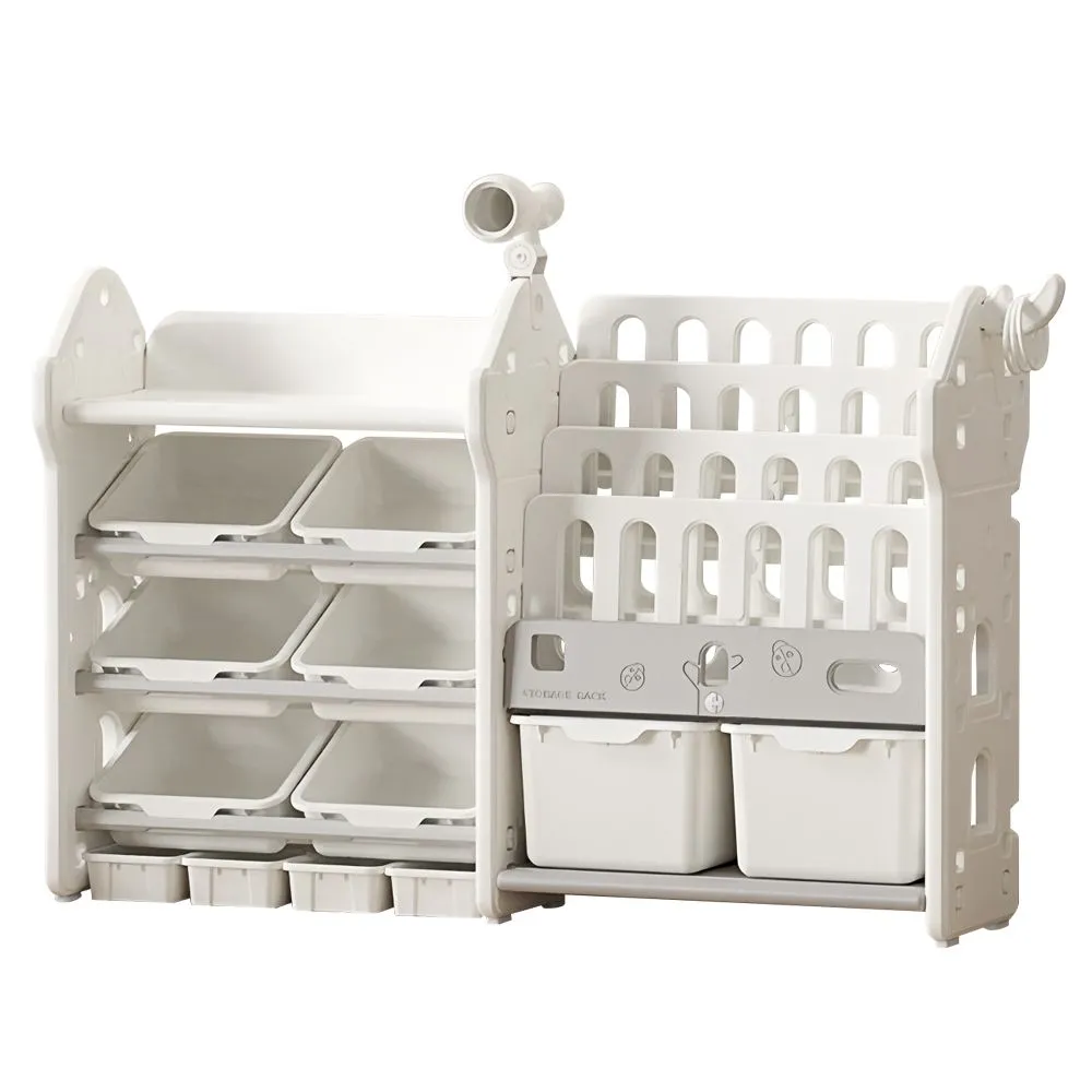 Chenshia 2-in-1 Kids Bookshelf Toy Storage Organizer with 12 Removable Bins
