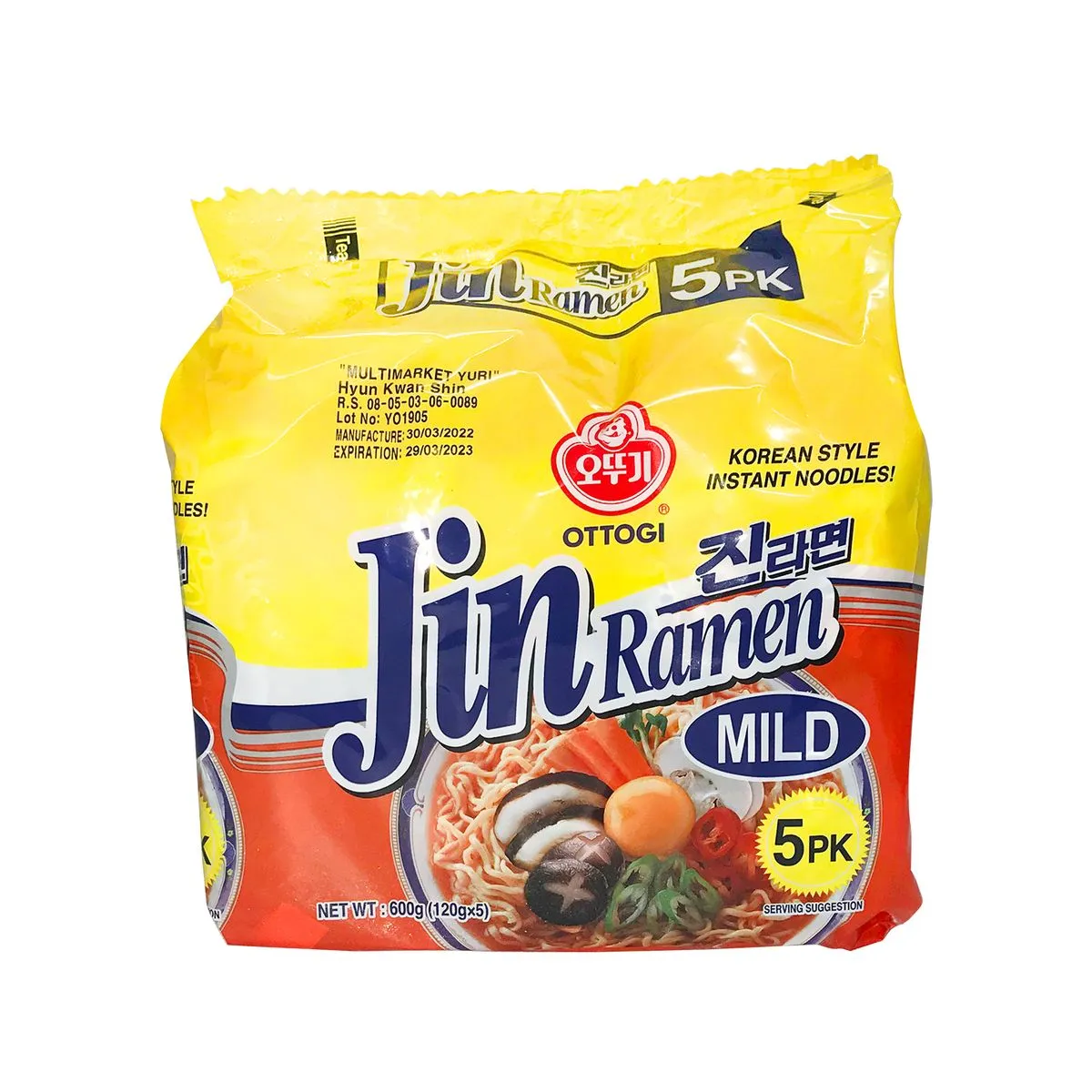 OTTOGI Jin Ramen Mild Noodle 120g - 5 pack