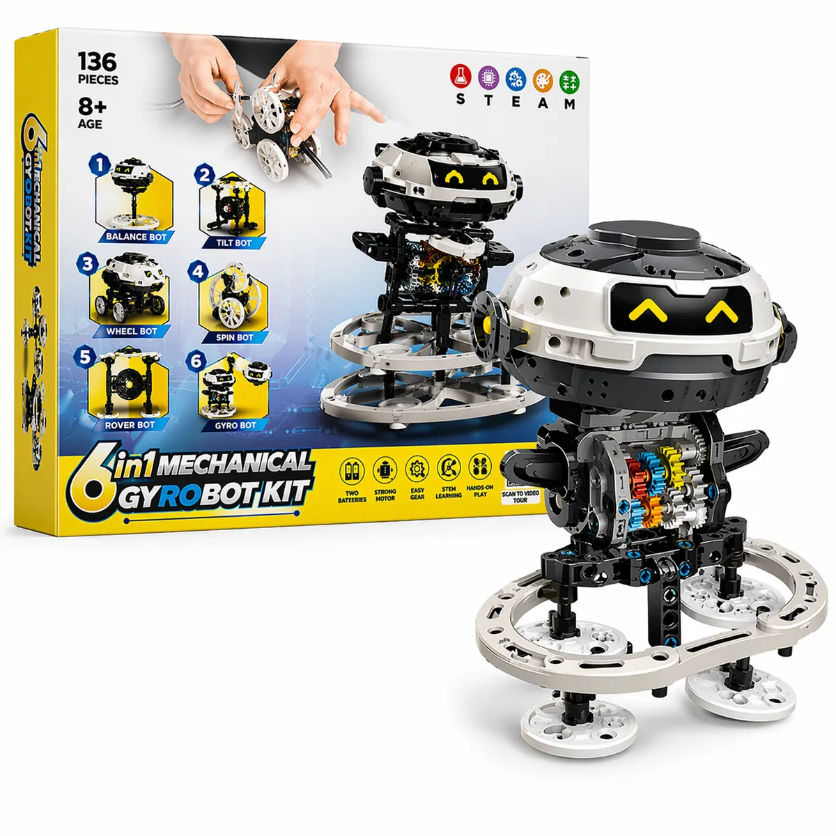 6 in 1 Mechanical Gyro Robot STEM Building Kit Toy
