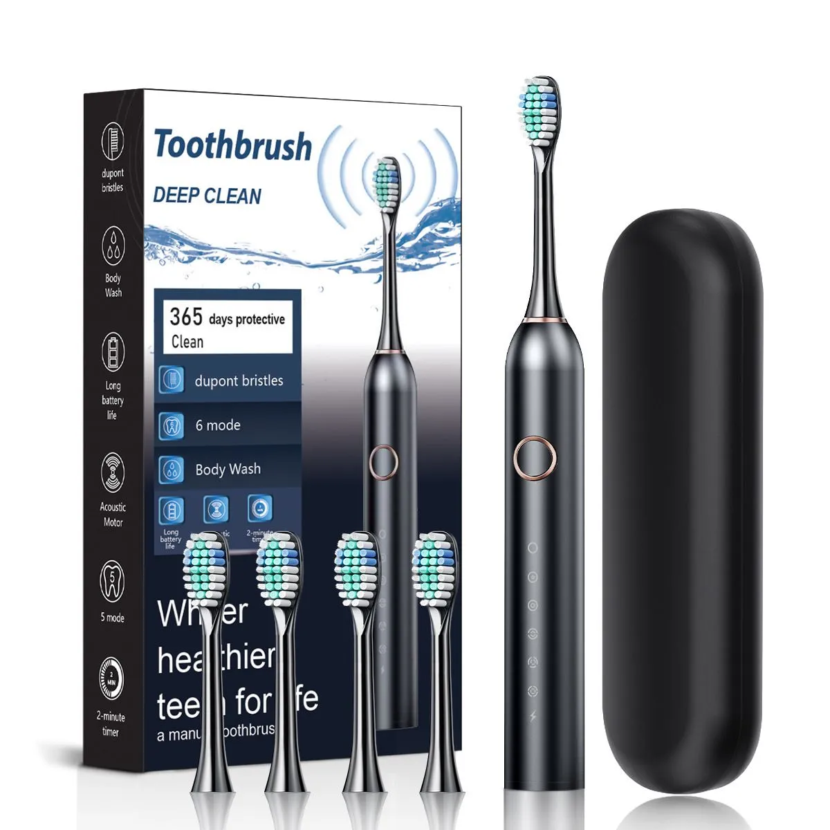 Adult household 6-speed soft-bristled sonic electric toothbrush