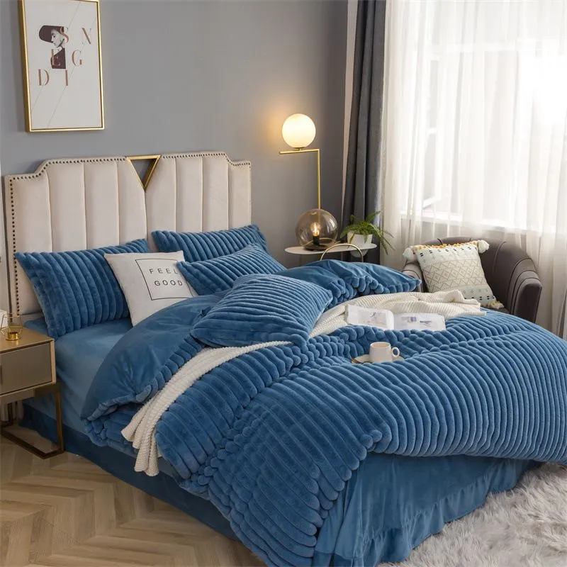 Magical Fluffy 4 Piece Duvet Cover Set - Blue
