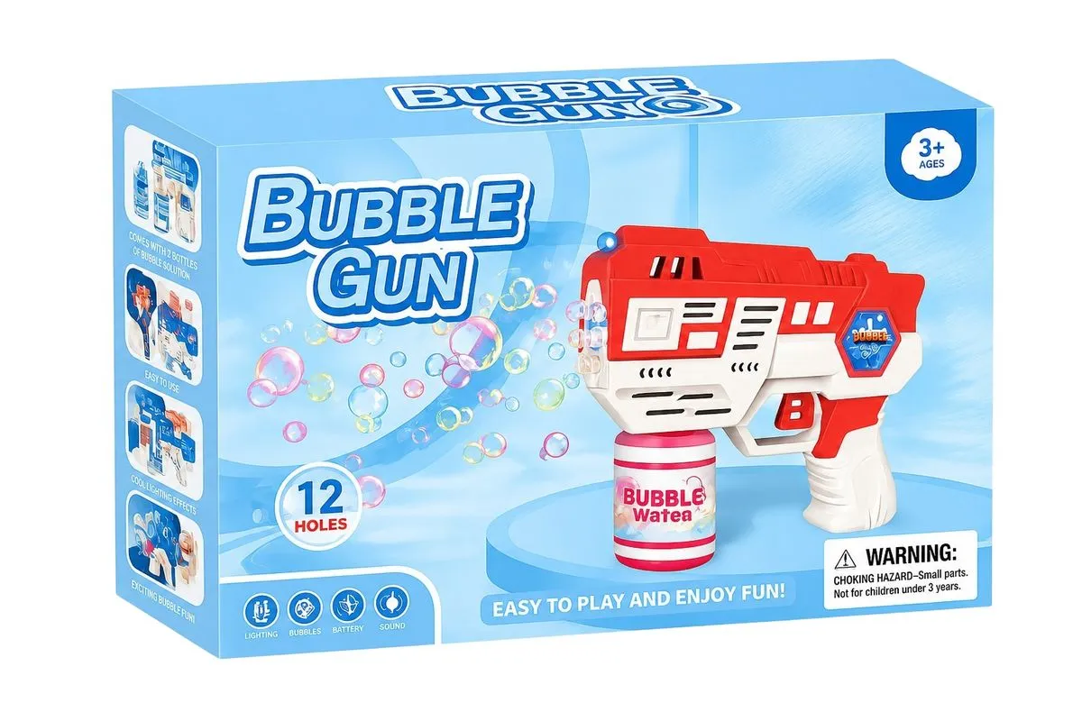 12-Hole Bubble Blaster with Lights and Sound for Kids