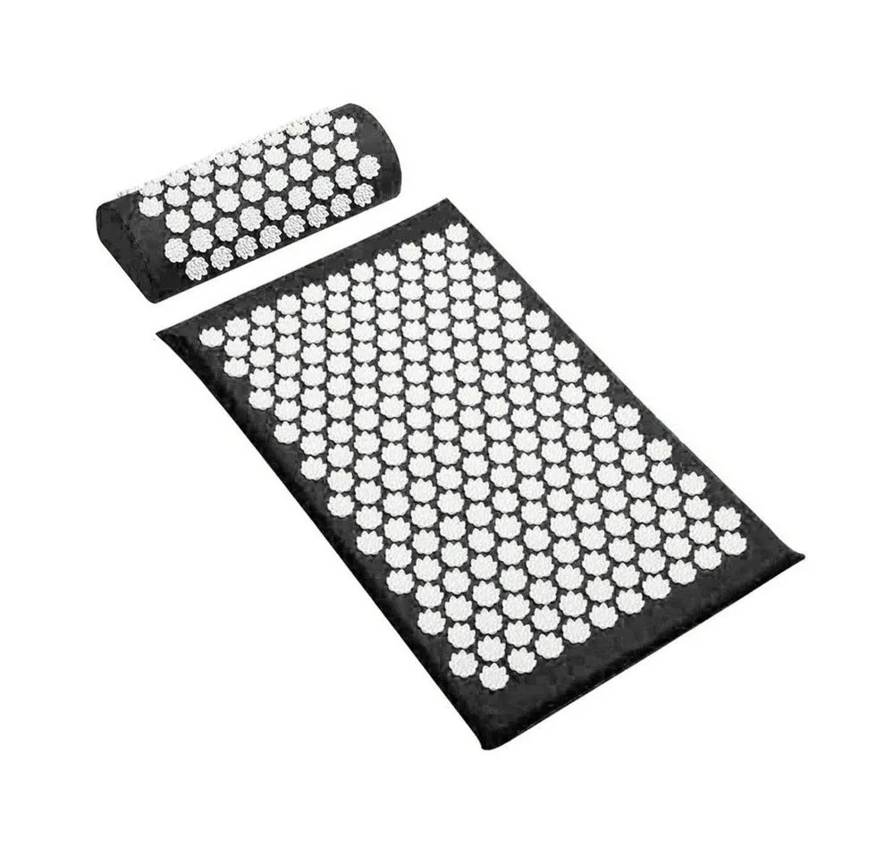 Acupressure Cushion Massage Yoga Mat & Pillow Set - Black