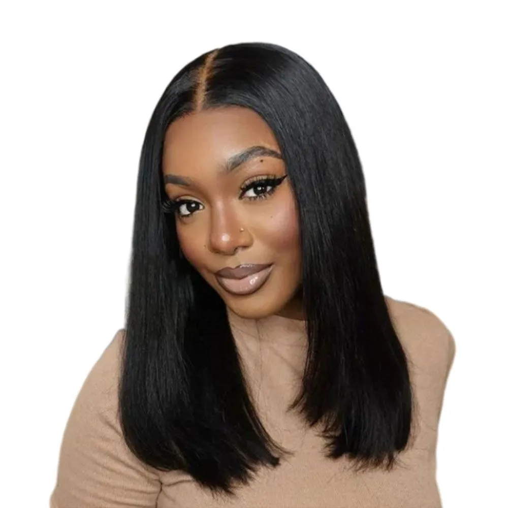 14 inch 13x4 Full Frontal Straight Bob Brazilian Human Hair Wig Weaves