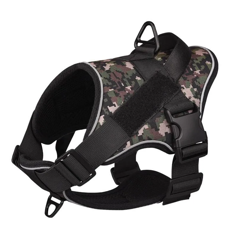 Dog Harness Tactical Dog Vest With Reflective Strip For Medium Large Dog M - Green, Black