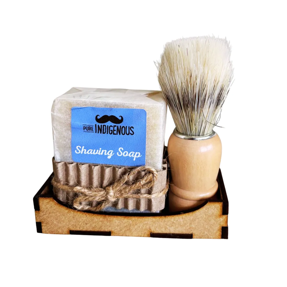 Pure Indigenous Natural Shaving Soap & Brush Kit | Shea Butter & Myrrh