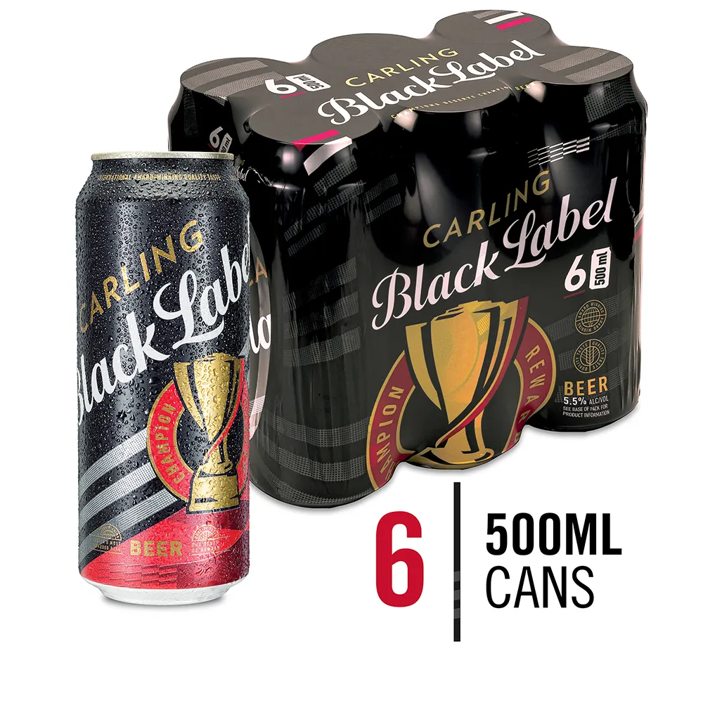 Carling Black Label Local Beer 6 x 500ml Can