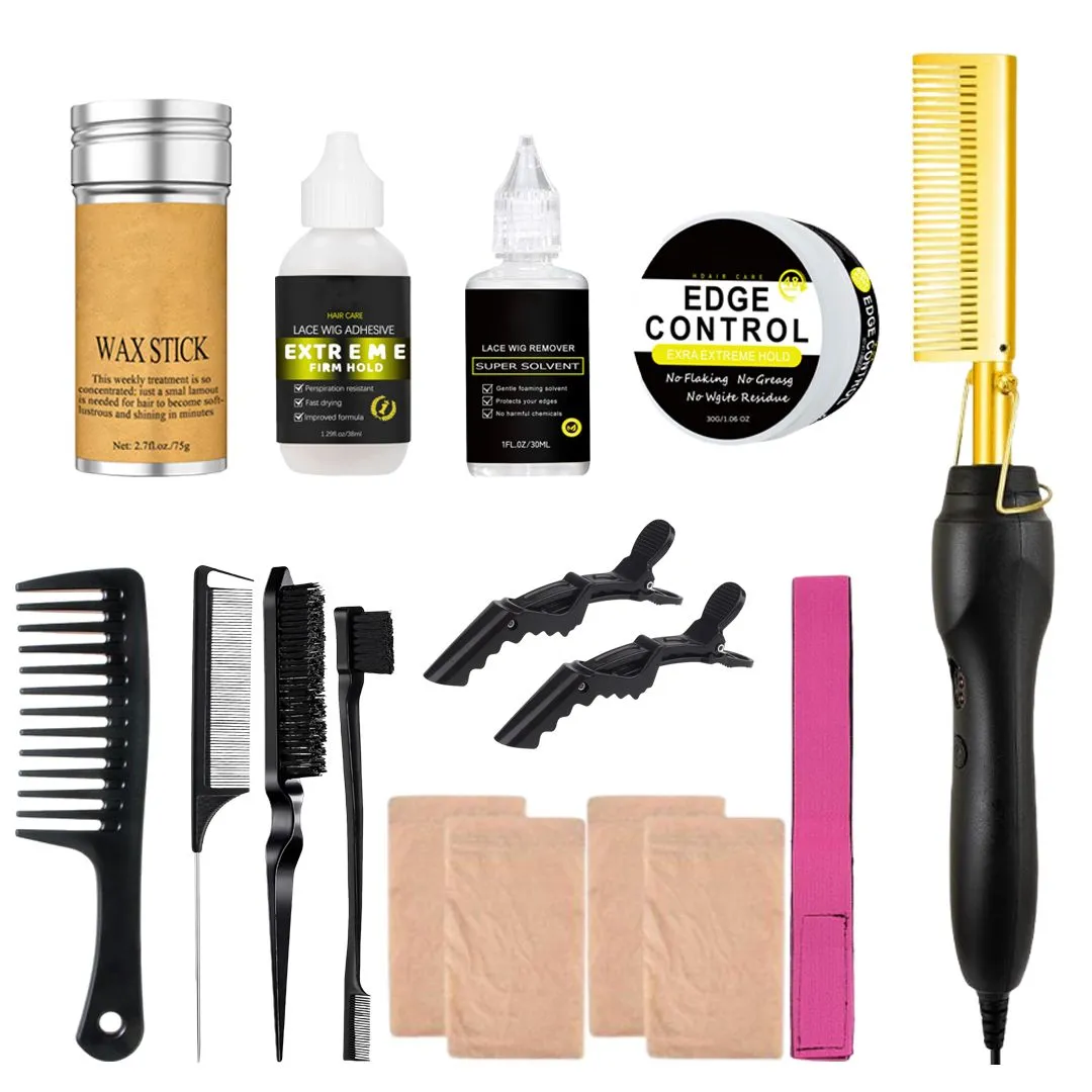 16Piece 2-in-1 Hair Straightener & Curler Comb Set Hot Iron Comb
