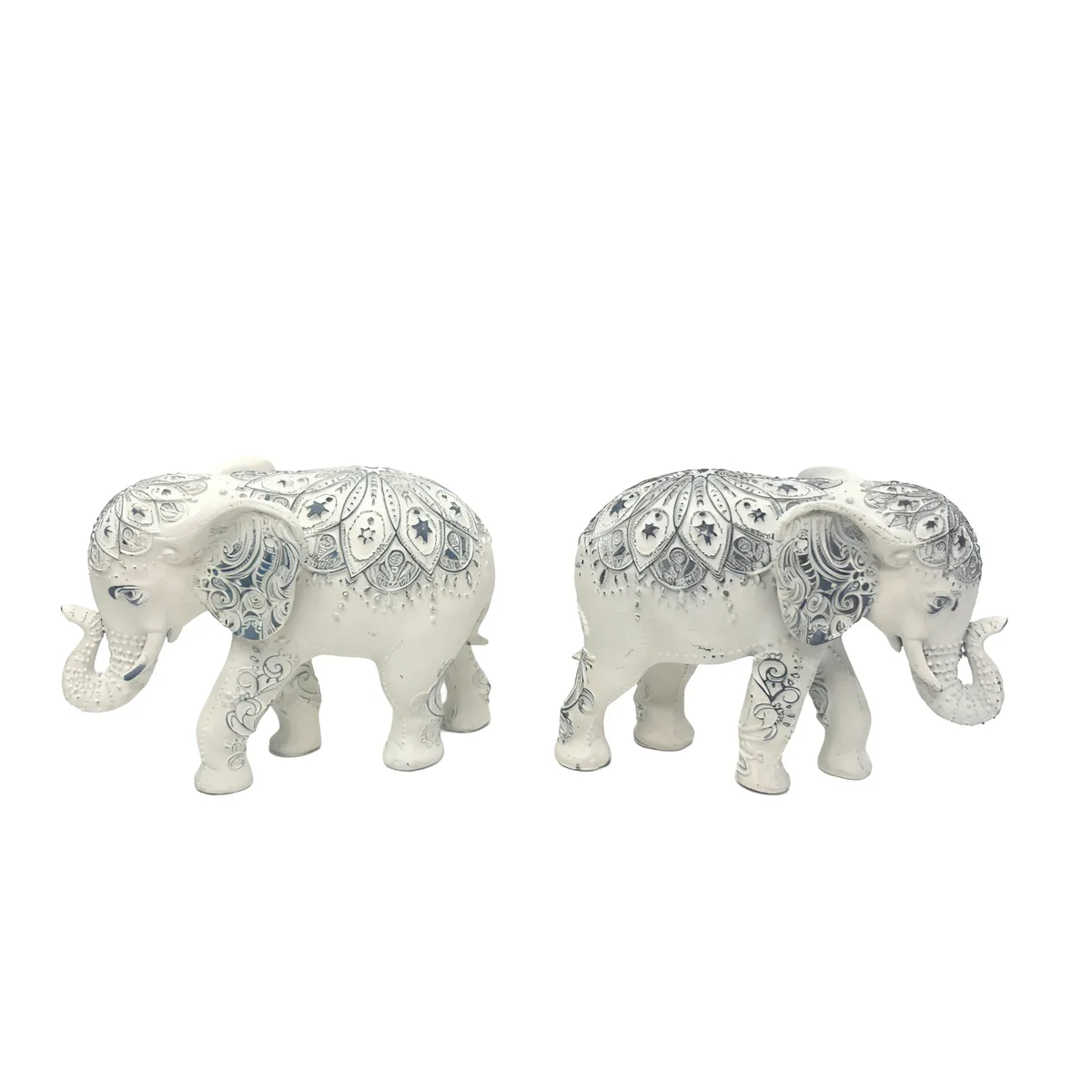 Bohemian Resin Elephant Figurines, Set of 2