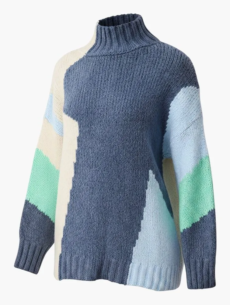 TRENDYOL Color Blocked Mock Neck Sweater