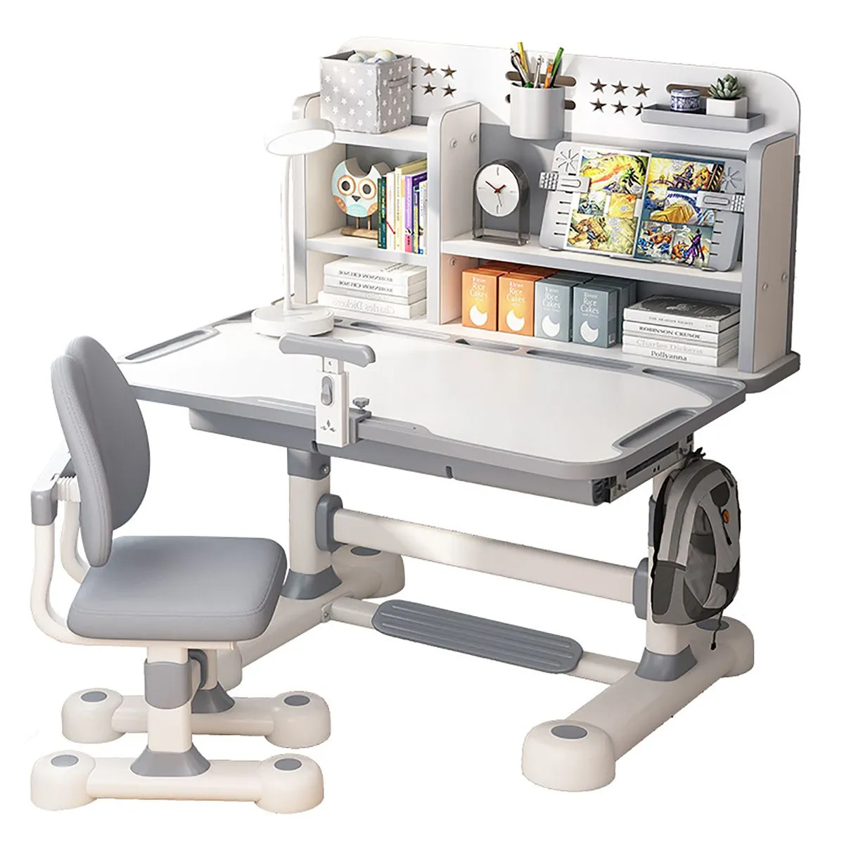 Adjustable Kids Desk And Chair Set,Student Study Desk With Tiltable Desktop
