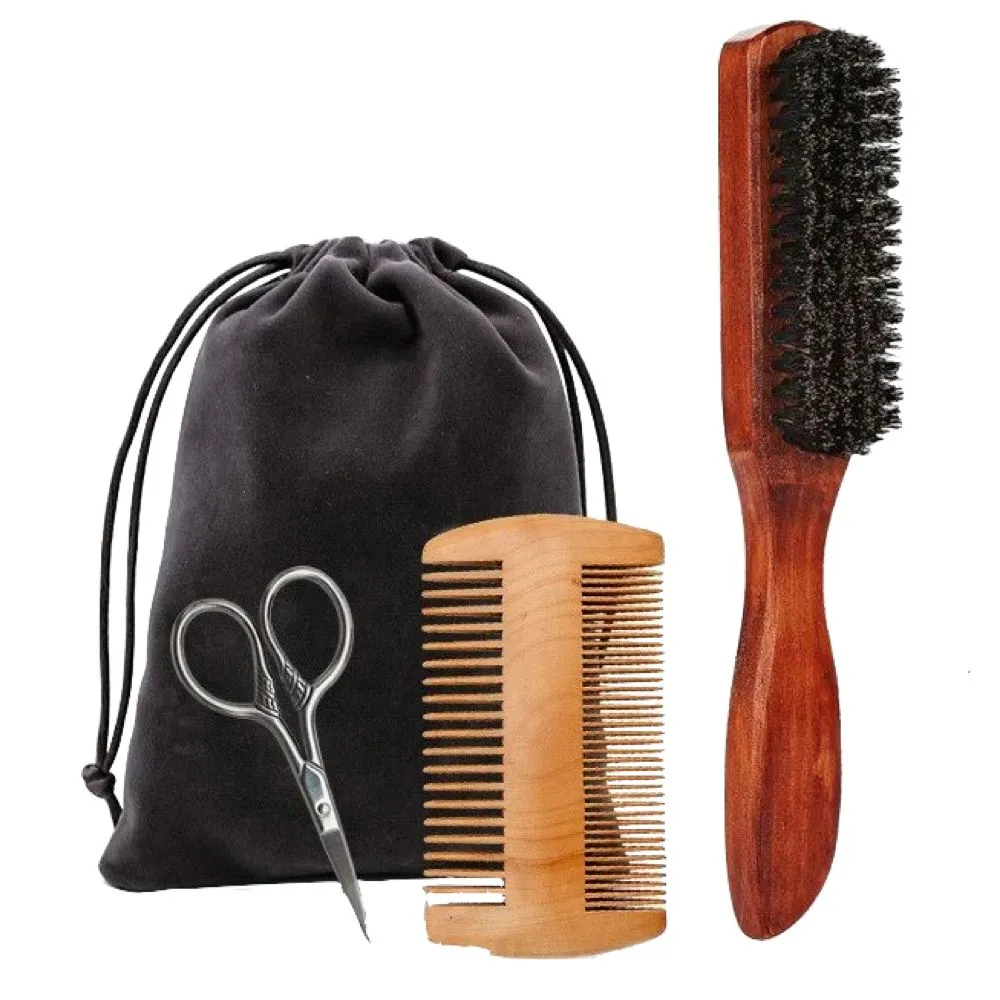 Fashion Professional Wooden Beard Care Set of 4 - 22cm