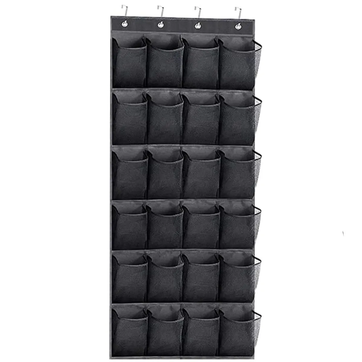 24 Pockets Hanging Shoe Storage Organizer with Hooks - Black