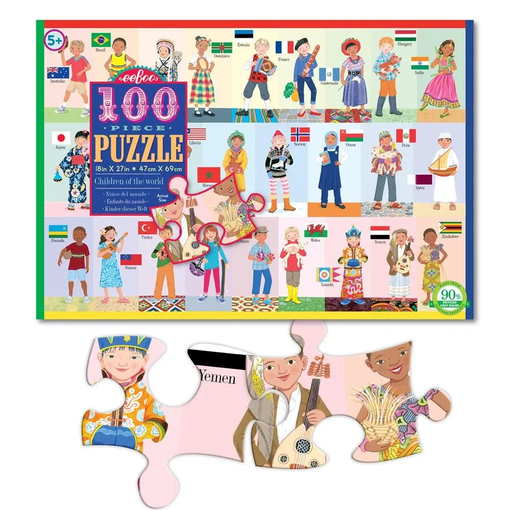 eeBoo - Children of the World 100 Piece Jigsaw Puzzle for Kids
