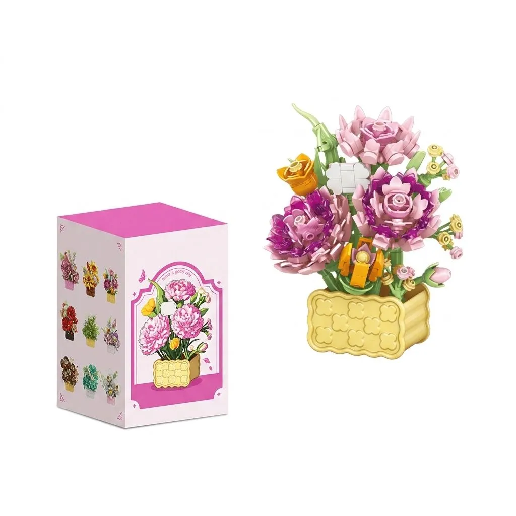 297 Piece - Florist Bouquet Themed Micro Building Block Set - Pink