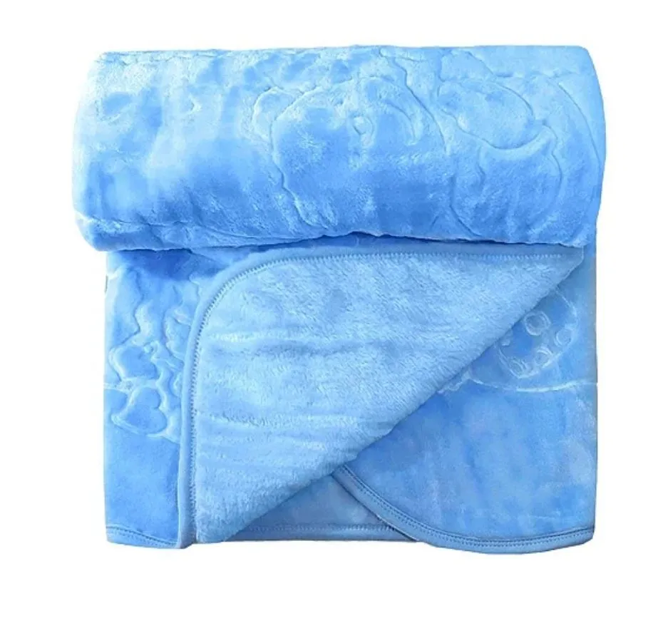 Teddy Mink 2 Ply Baby Blanket Extra Soft - Blue