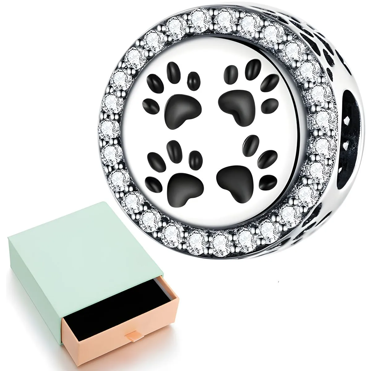 Paw Print Charm 925 Silver Charm for Bracelets and Necklaces Women Jewelry