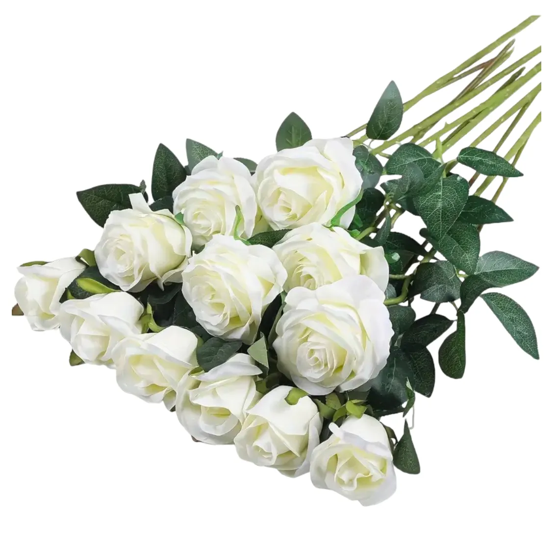 11 White Roses Artificial Faux Flowers Bouquet 50cm Garden Home Decoration