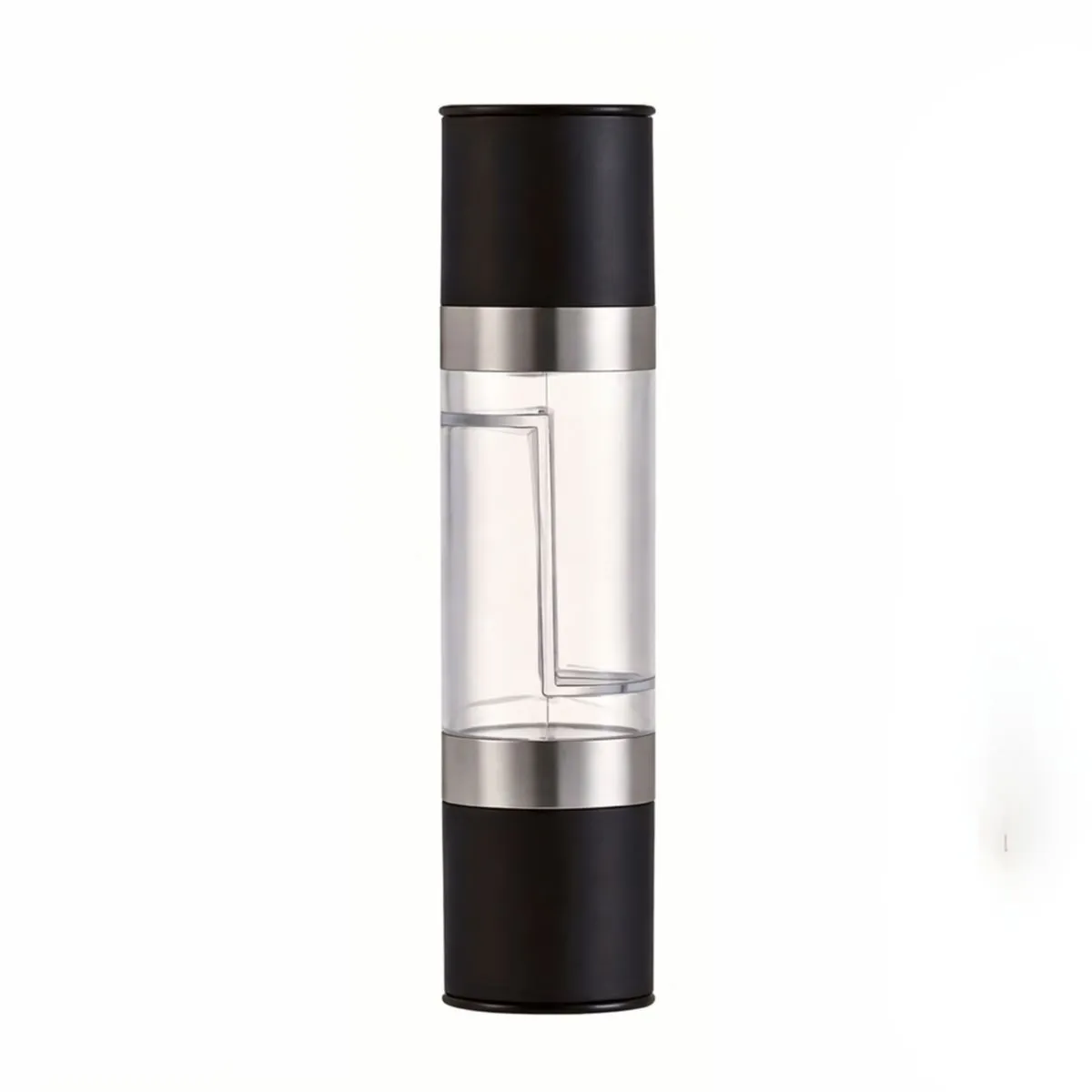 2-in-1 Double Head Salt & Pepper Grinder, Adjustable Coarseness - Black