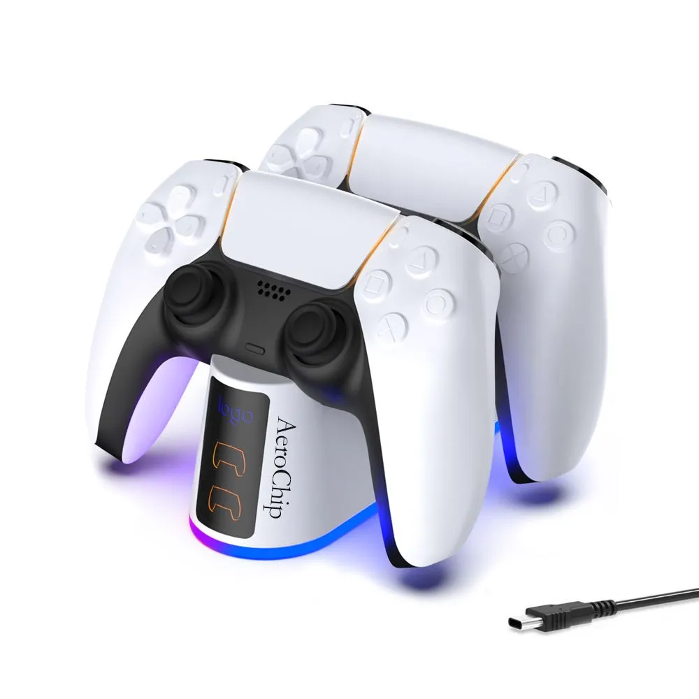 Compatible With PS5 Twin Charging Dock with RGB Multi-Color Lighting