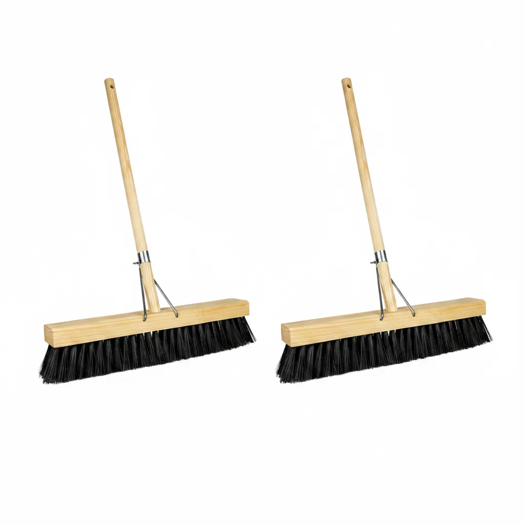 24 Inch Soft Bristle Broom with Wooden Handle for Indoor - 2 Pack